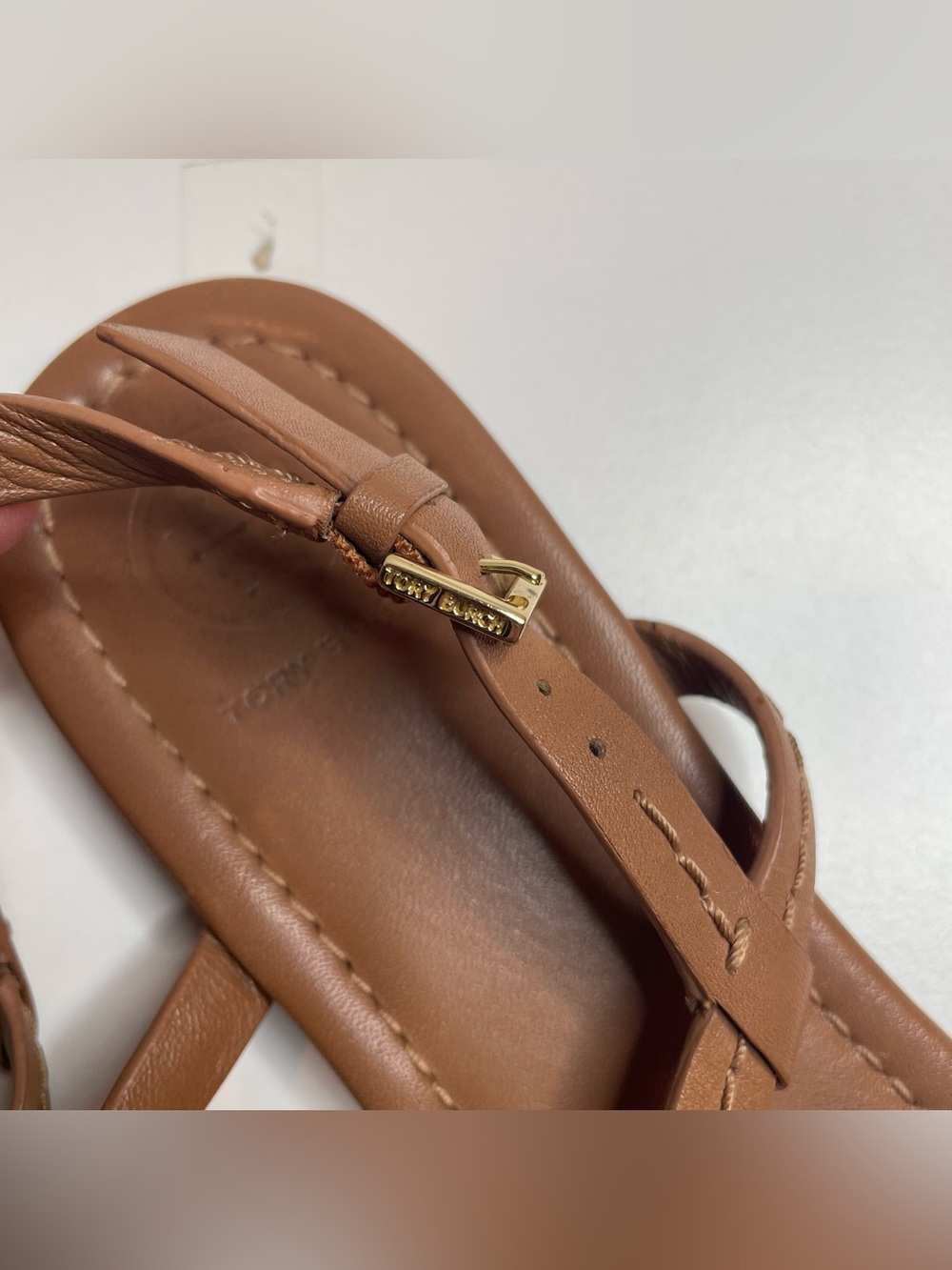Tory Burch Leather Thong Sandals with Heel Strap Brown Size 7 - Picture 3 of 6
